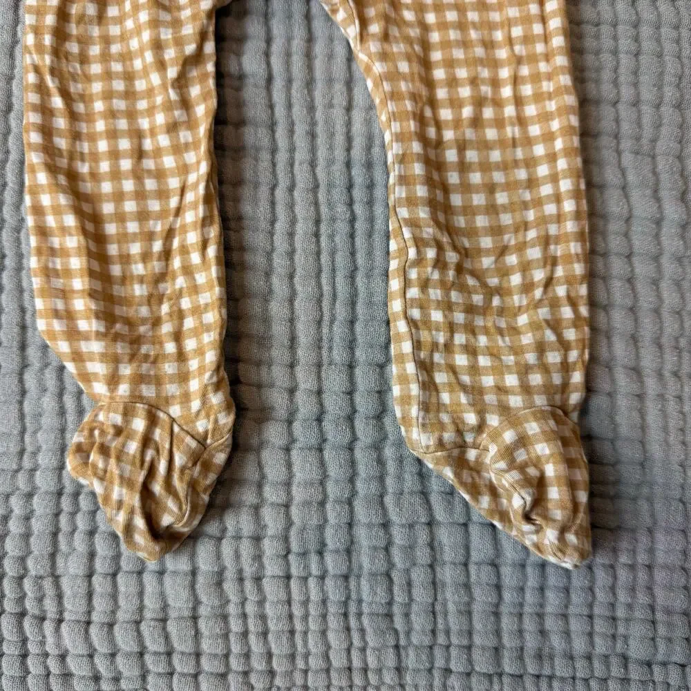 Forever French Bamboo Baby Outfit Set 3-6 Months Boy Footie Pants Gingham Check